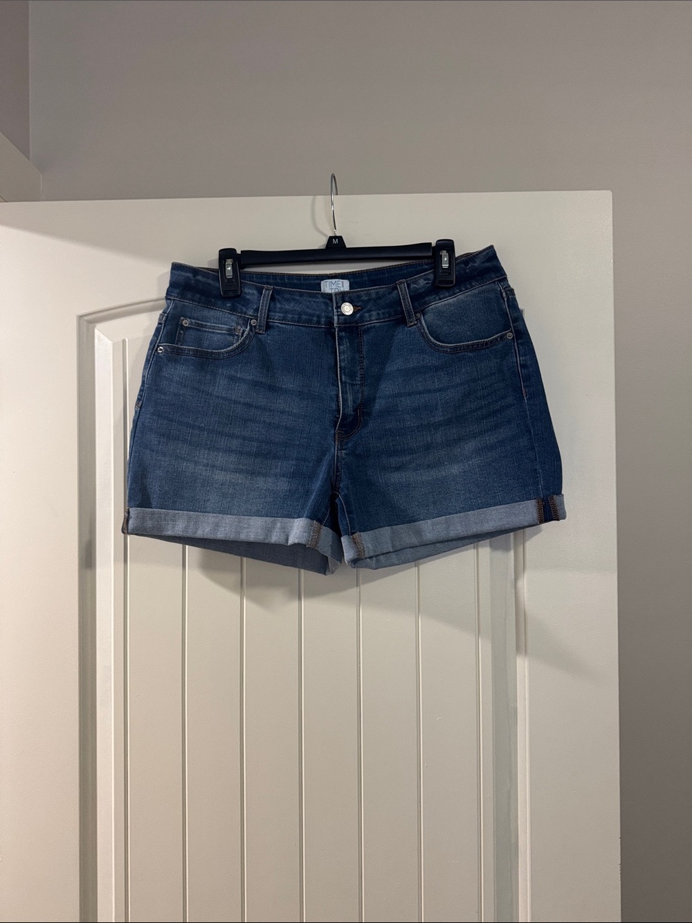 Time and Tru Dark Blue Cuffed Denim Shorts